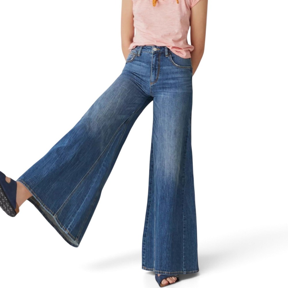 Pilcro Ultra High-Rise Wide-Leg Jeans Women 28 Blue Flare Anthropologie Festival